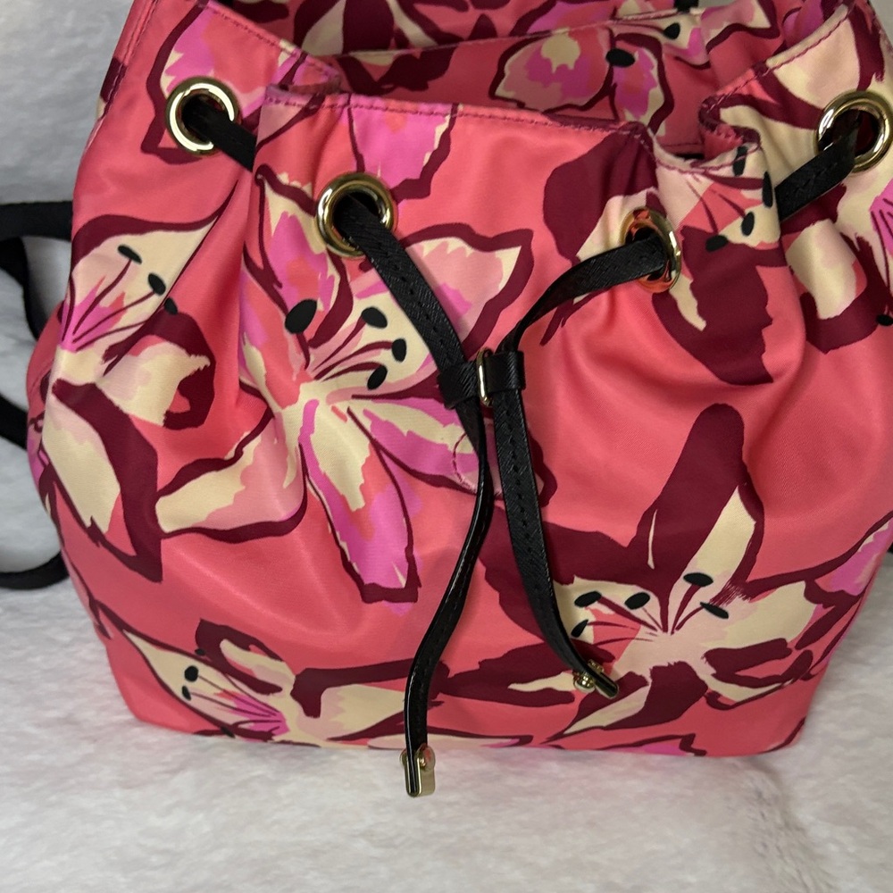 Kate Spade Nylon Vibrant Pink Floral Backpack EUC - Picture 4 of 8